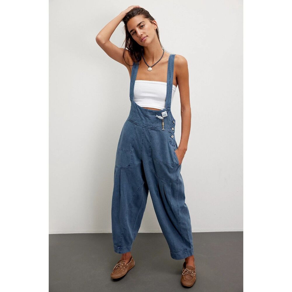 Free People We The Free Felix Tapered Overalls Blue Size XS NWOT $148 retail - Picture 4 of 10